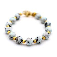 Load image into Gallery viewer, Light Blue &amp; Black Sesame Jasper Bracelet
