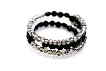 Load image into Gallery viewer, Black &amp; Gray Beaded Wrap Bracelet
