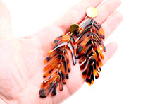 Load image into Gallery viewer, Tortoise Shell Leaf Earrings
