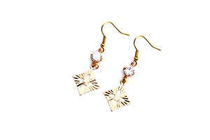 Gold Cutout Diamond Rhinestone Earrings