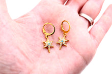 Load image into Gallery viewer, Gold Multi Point Star Huggie Hoops
