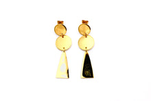 Load image into Gallery viewer, Gold Double Circle Triangle Earrings
