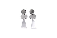 Load image into Gallery viewer, Silver Double Circle Triangle Earrings
