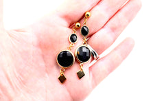 Load image into Gallery viewer, Black Circle Jewel Earrings
