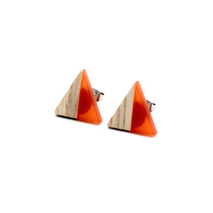 Orange Triangle Studs