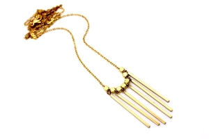 Gold Multi Bar Fringe Necklace