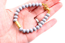 Load image into Gallery viewer, Gray &amp; Gold Textured Bead Bracelet
