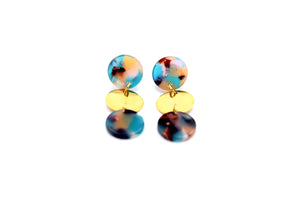 Multicolor Triple Circle Acetate Dangle Earrings