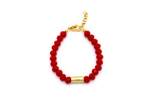Load image into Gallery viewer, Red &amp; Gold Textured Bead Bracelet
