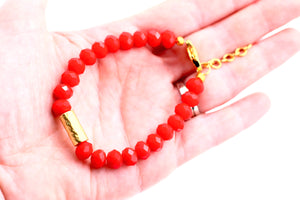 Red & Gold Textured Bead Bracelet