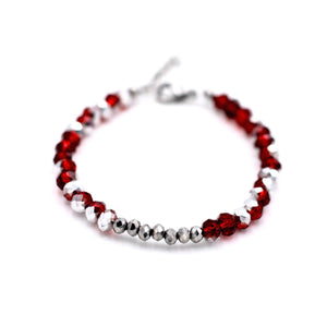 Red & Silver Beaded Bracelet