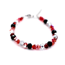Load image into Gallery viewer, Red, Green &amp; Silver Beaded Bracelet
