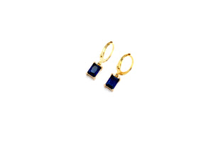 Blue Rhinestone Huggie Hoops