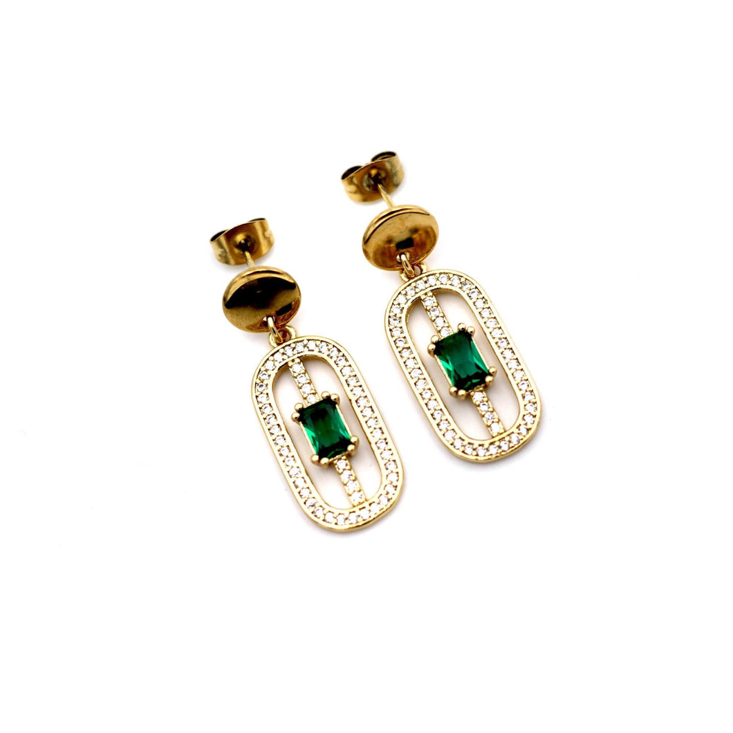 Green Art Deco Earrings