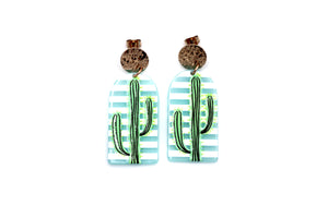 Green Cactus Earrings