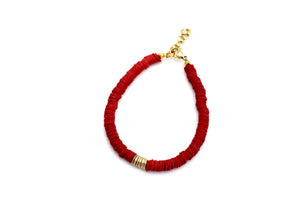 Red Heishi Bracelet