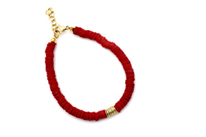 Red Heishi Bracelet