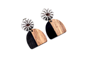 Black Arch Wood & Resin Earrings