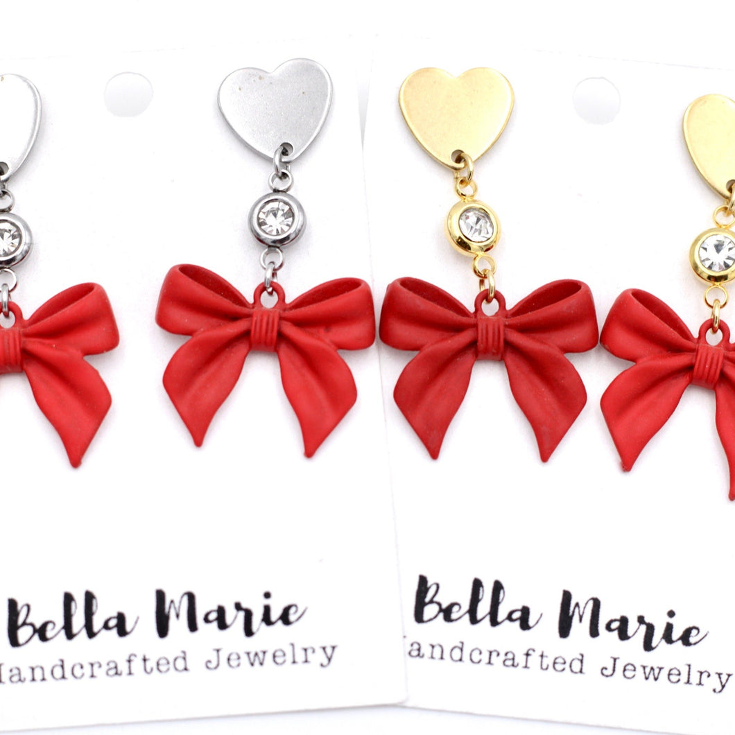 6pc Red Bow Charms, #420 jewelry making, earring charms, bow charms,  earring making, charms for earrings, jewelry charm