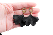 Load image into Gallery viewer, Black Leaf Earrings
