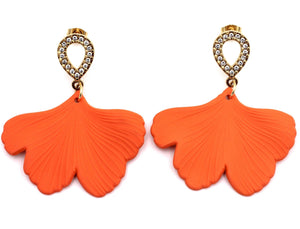 Orange Leaf Earrings