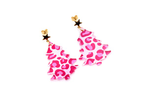 Pink Christmas Tree Earrings