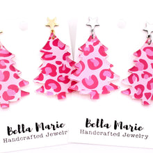 Load image into Gallery viewer, Pink Christmas Tree Earrings

