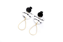 Load image into Gallery viewer, Black &amp; White Gold Teardrop Dangles
