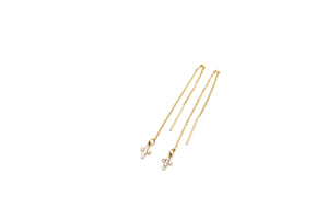 Gold Cross Threader Earrings