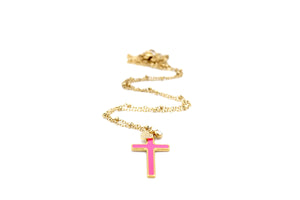 Hot Pink Cross Necklace