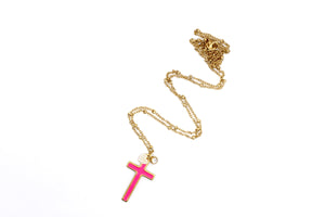 Hot Pink Cross Necklace