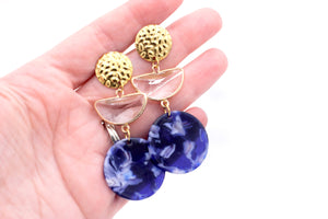 Blue White Acrylic Earrings