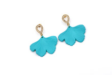 Load image into Gallery viewer, Turquoise Ginkgo Dangles
