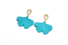 Load image into Gallery viewer, Turquoise Ginkgo Dangles
