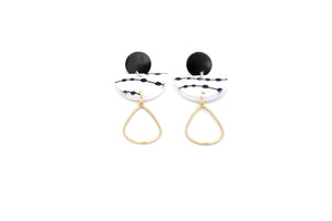 Black & White Gold Teardrop Dangles