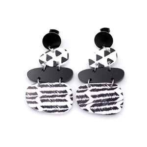 Black White Earrings