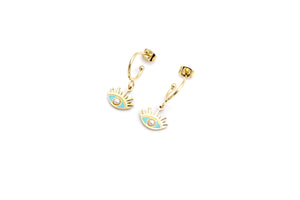 Turquoise Eye Gold Hoops