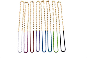 Colorful Enamel & Paperclip Chain Necklace