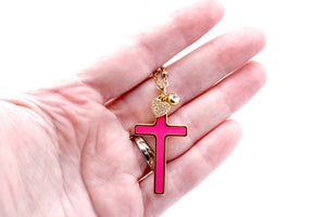 Hot Pink Cross Necklace