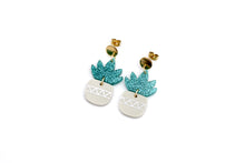 Load image into Gallery viewer, Teal Succulent Earrings
