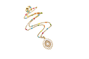 Colorful Enamel Chain Rhinestone Necklace