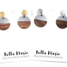 Load image into Gallery viewer, Gray Wood Dangle Earrings
