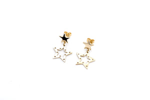 Gold Double Star Earrings