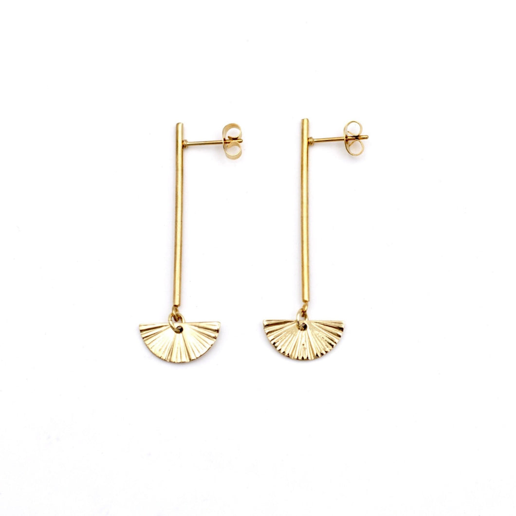 Gold Bar Crescent Dangles