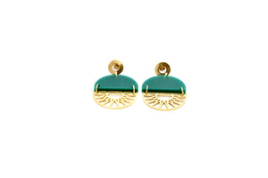 Green Geometric Boho Earrings