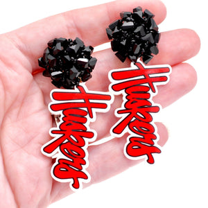 Huskers Beaded Dangle Earrings