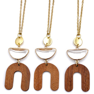 Wood Arch Pendant Necklace