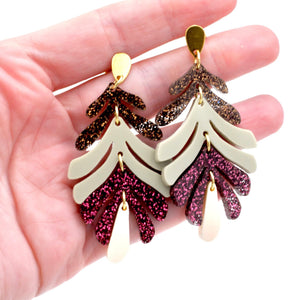 Glitter Leaf Earrings