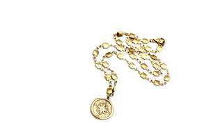 Gold Compass Charm Necklace