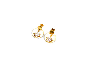 Rhinestone Star Crescent Earrings